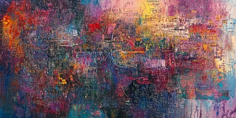 Poster - Abstract painting with vibrant colors and textures.