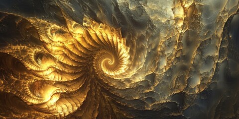 Wall Mural - Abstract golden swirl on a dark background.