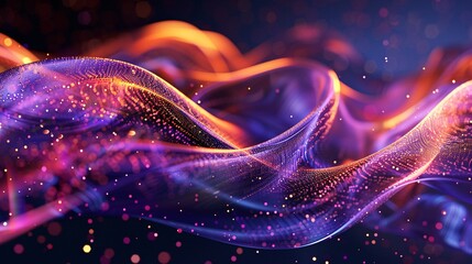 Wall Mural - Abstract Wavy Pattern with Sparkling Lights