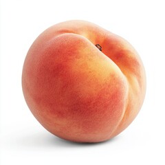 Wall Mural - A single ripe peach isolated on a white background.