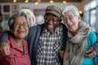 © Татьяна Евдокимова - Group of multiethnic senior friends is smiling and having a good time together at the retirement home