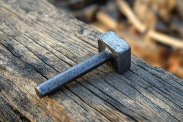 Steel Nail. Essential Tool for Construction Work in Carpenter's Shop