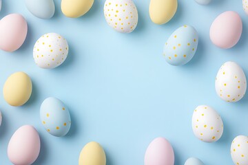 easter eggs On a blue background