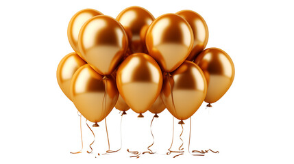 beautiful golden party decor balloon, studio view, isolated on transparent background.