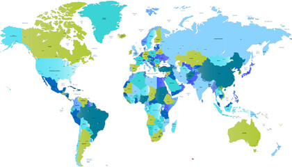  World map. Modern color vector map. Silhouette map