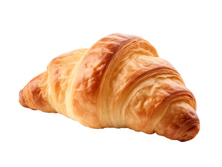 Fresh croissant isolated on transparent and white background