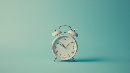 Sticker - A vintage alarm clock on a pastel background, symbolizing time management and schedules.