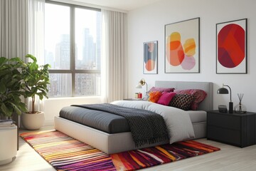 Wall Mural - Modern Bedroom with City View