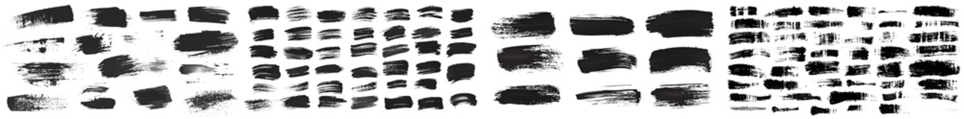 Aufkleber - An illustration of different ink paint brush strokes on a white background.