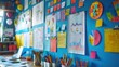 © BonzEarthsnapper - A detailed view of a parent-teacher meeting setup with visual aids, charts, and reports on display, featuring a clean background and lots of copy space for meeting content and visuals.