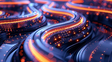 Wall Mural - Abstract Technology Background with Glowing Lines and Dots