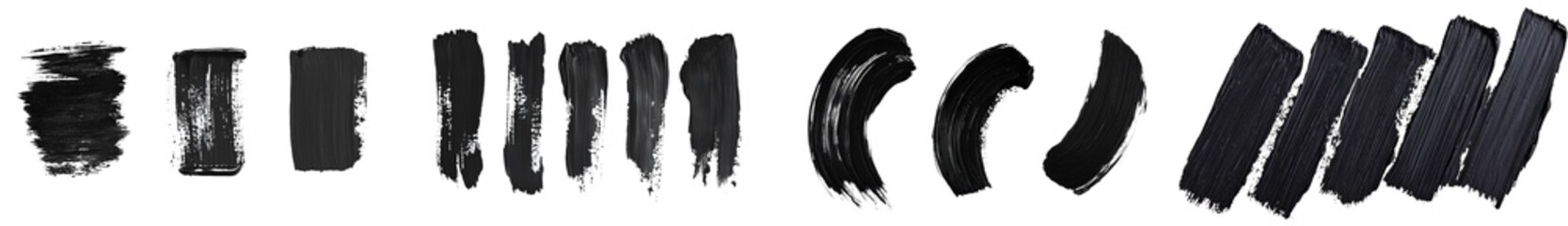 Wall Mural - Black brush strokes isolated on white background - design element, clipart