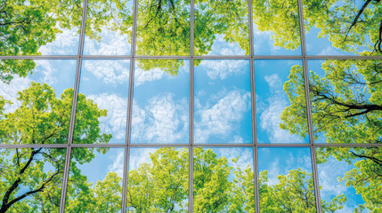 Wall Mural - A close-up of the reflection in modern glass windows