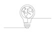 © FnLine - Vector continuous one simple single abstract line drawing of Earth hour isolated on white background