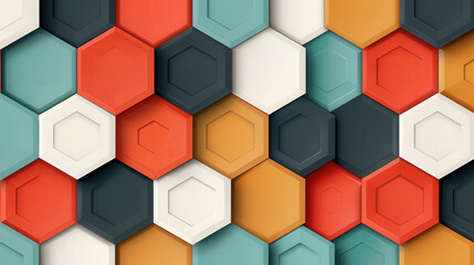Wall Mural - interlocking hexagonal abstraction, a vibrant composition of 3d hexagons seamlessly connecting, show