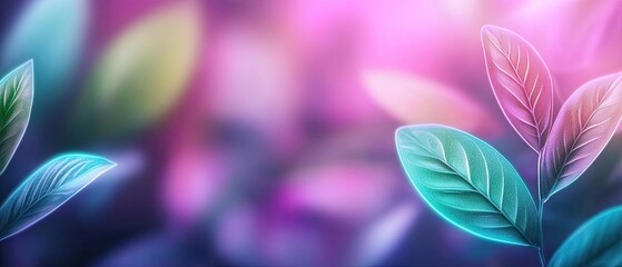 Wall Mural - Vibrant leaves with a dreamy background, showcasing beautiful colors and soft focus, perfect for nature themes and creative projects.
