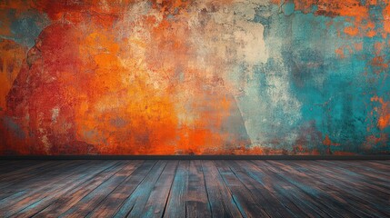 Empty wall template with vibrant colors, wallpaper background
