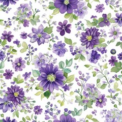 Wall Mural - Seamless watercolor pattern with delicate succulent flowers.