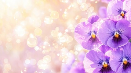 Sticker - Delicate Purple Pansies with Soft Bokeh Background