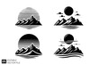 © Niken - mountain scene illustration graphic design black and white vector clip art silhouette