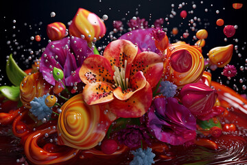 Flowers floating in water