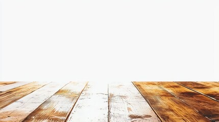 Wall Mural - Rustic Wooden Plank Surface with White Background for Mockup