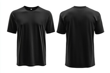 Black Tshirt Mockup Front and Back Isolated created with Generative AI