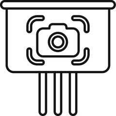 Sticker - Camera sensor chip focusing icon in outline style illustrating image capture technology for photography equipment or digital device