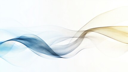 Wall Mural - Abstract Blue and Gold Wavy Lines on White Background