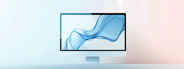 Wall Mural - Minimalist Computer Monitor with Abstract Art