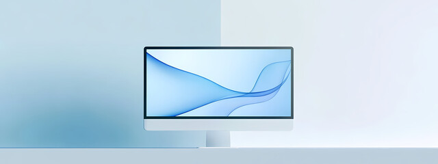 Wall Mural - Minimalist Computer Monitor with Abstract Art