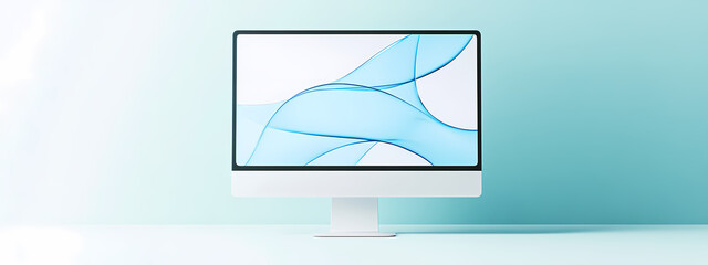 Wall Mural - Minimalist Computer Monitor with Abstract Art