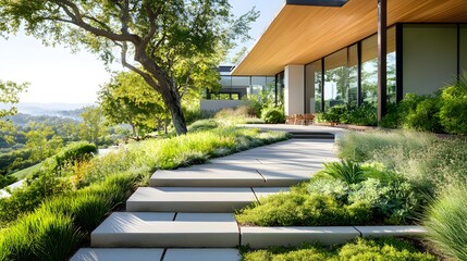 Sticker - Modern Home with Stunning Views and Lush Landscaping.