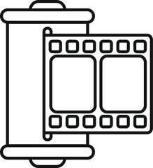 Poster - Line art vector of a roll of film for an analog camera, representing photography and old technology