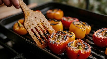 Grilled Peppers on a Grill