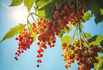 Wall Mural - berries hanging from the tree, bright day view of the berries hanging from the tree, 