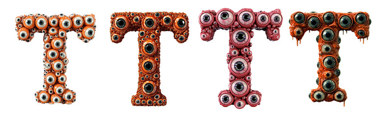 Wall Mural - 3D style halloween horror eyeball font. Letters made from monster eyes