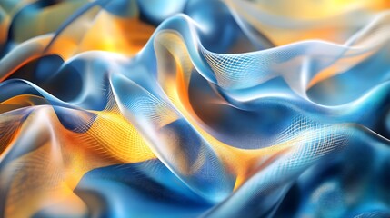 Wall Mural - Abstract Blue and Orange Wavy Pattern.