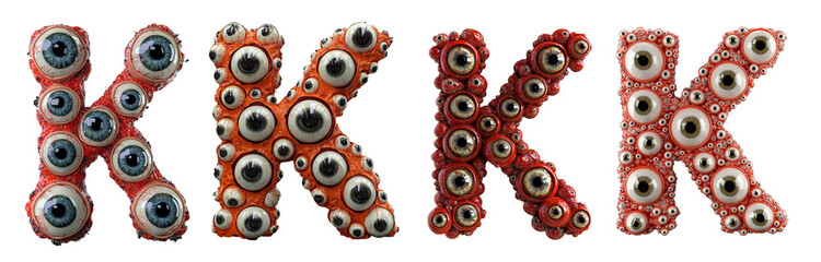 Wall Mural - 3D style halloween horror eyeball font. Letters made from monster eyes