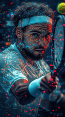 Wall Mural - the athlete prepares to serve on the court, focused and ready for a powerful play