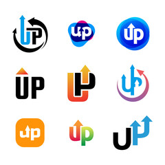 Sticker - Set abstract up logo business logo design template with arrow symbol.