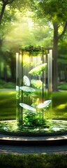 Canvas Print - Glass Sculpture in a Green Garden.