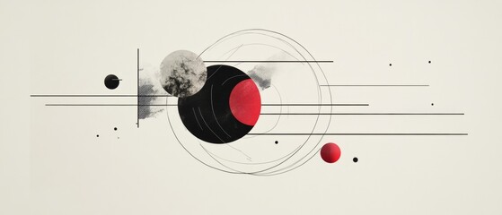 Canvas Print - A black and white drawing of a red circle with a black circle in the middle