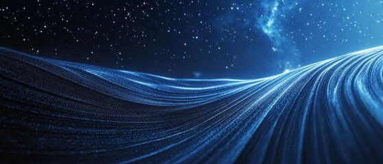 Wall Mural - a blue sky with a lot of stars and a long, curvy line
