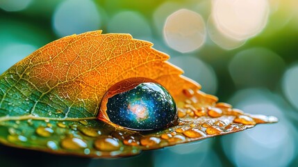 Fototapete - Galaxy in a Leaf.