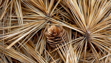 Wall Mural - A Single Pine Cone Nestled Among Dried Pine Needles