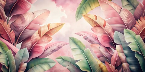 Wall Mural - Abstract background banana leaves