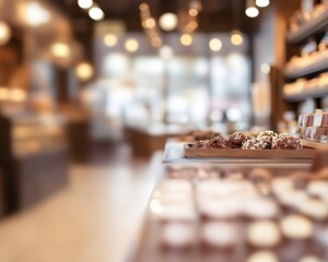 Wall Mural - blurred chocolate shop background