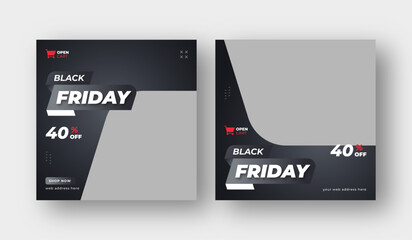 Poster - Black Friday sale promotion web banner or modern social media post template design