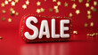 © fotogurmespb - Shiny Sale text in bold white with a shadow effect on a red festive background with gold stars